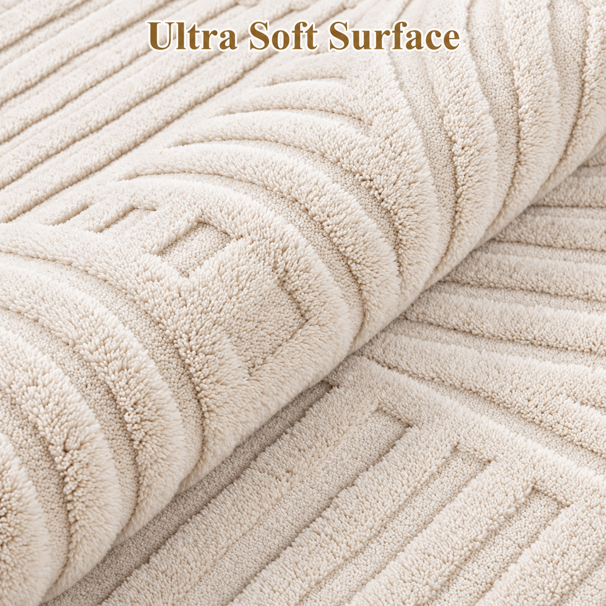 Modern Beige Area Rug - Geometric Arch Pattern