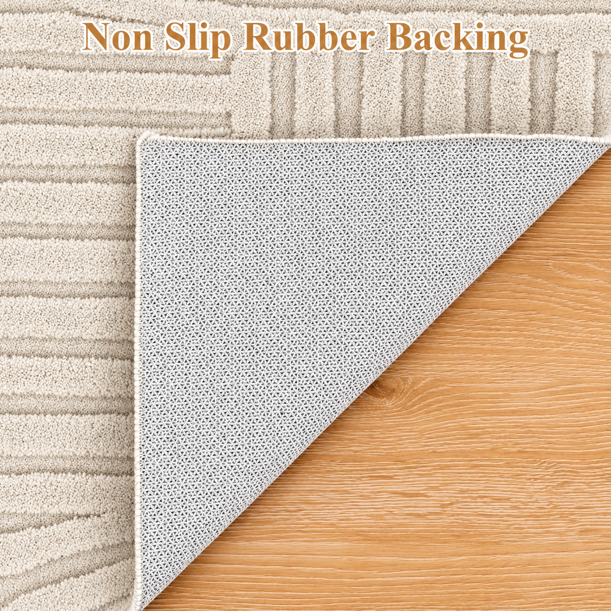 Modern Beige Area Rug - Geometric Arch Pattern
