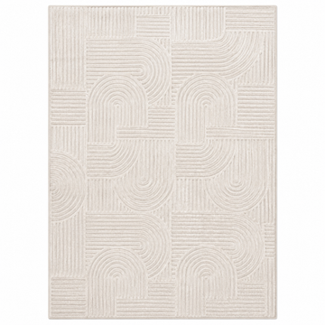 Modern Beige Area Rug - Geometric Arch Pattern