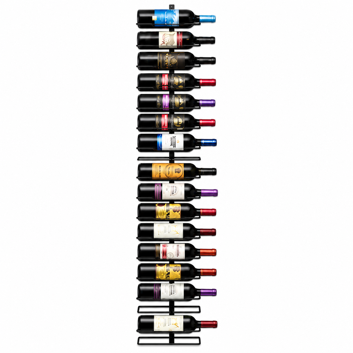 Wall Mounted Wine Rack - Metal Bottle Storage