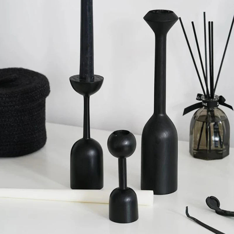 Midnight Black Taper Holder