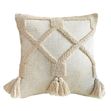 Boho Cotton Cushion Cover with Tassels
