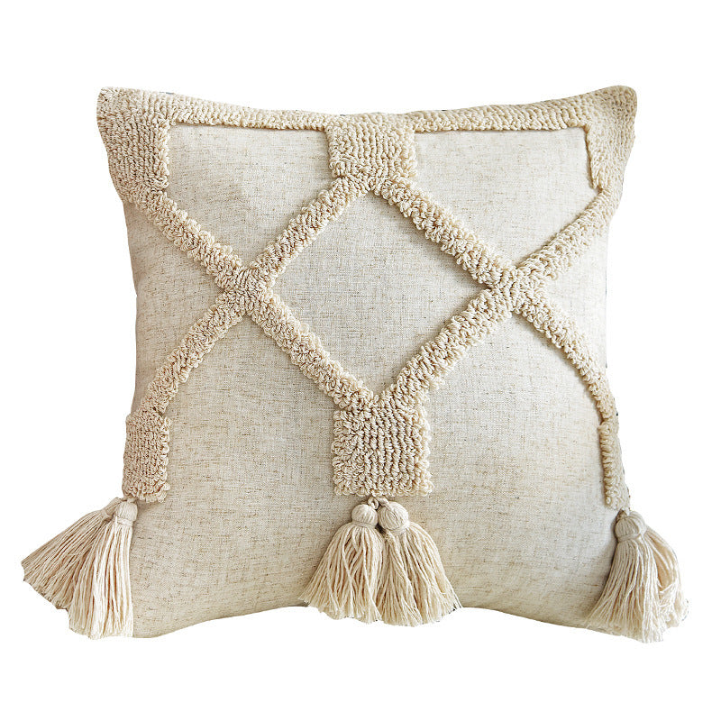 Boho Cotton Cushion Cover with Tassels