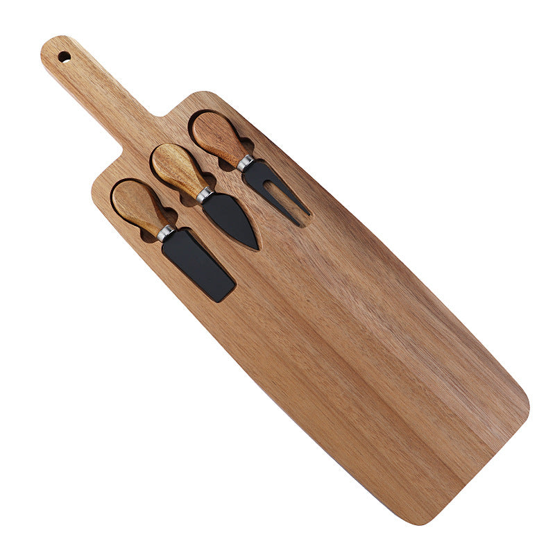 Acacia Wood Cheese Board Set with 3 Stainless Steel Cheese Knives
