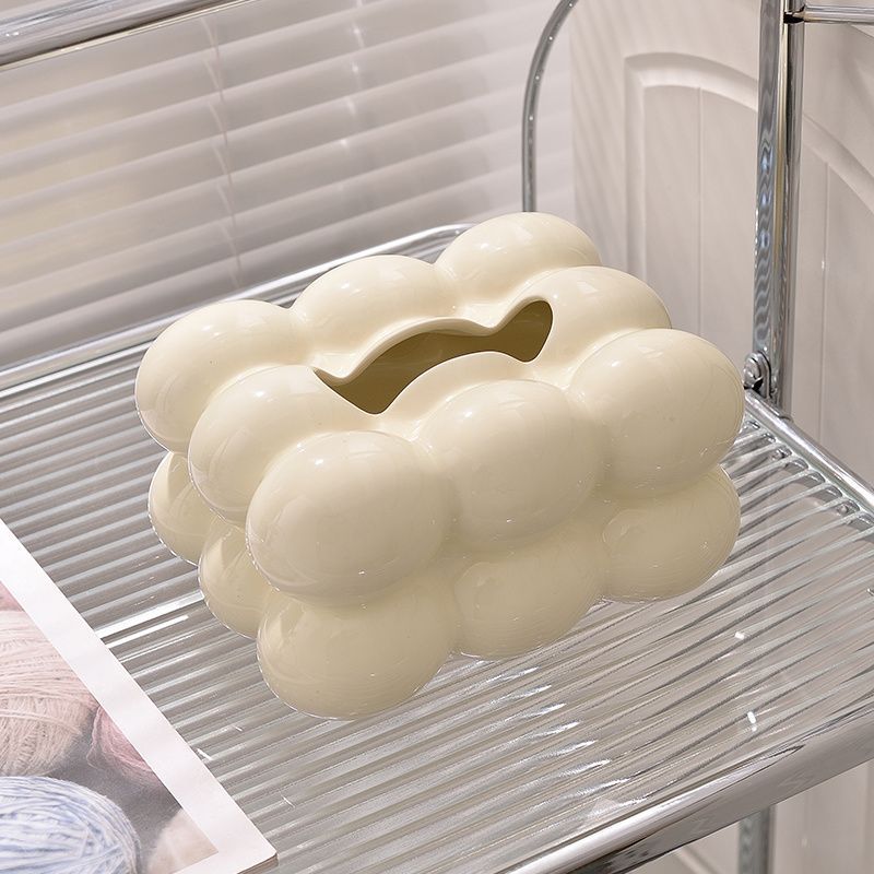 Marshmallow Glossy Ceramic Tissue Box