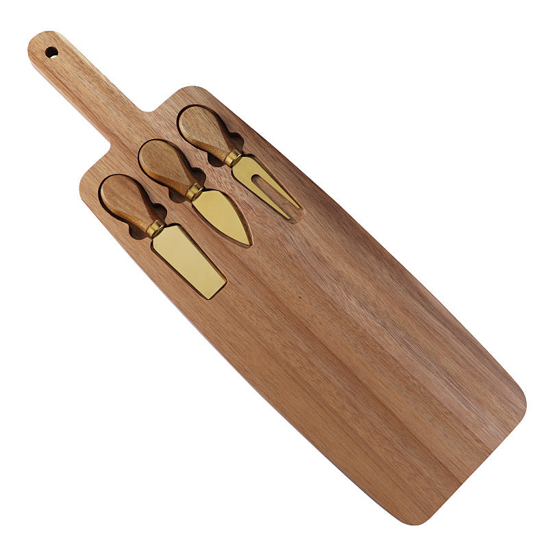 Acacia Wood Cheese Board Set with 3 Stainless Steel Cheese Knives