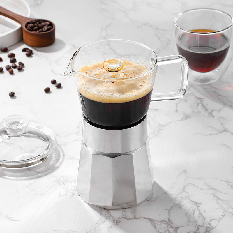 Glass-Top Moka Pot - High-Borosilicate Stovetop Espresso Maker