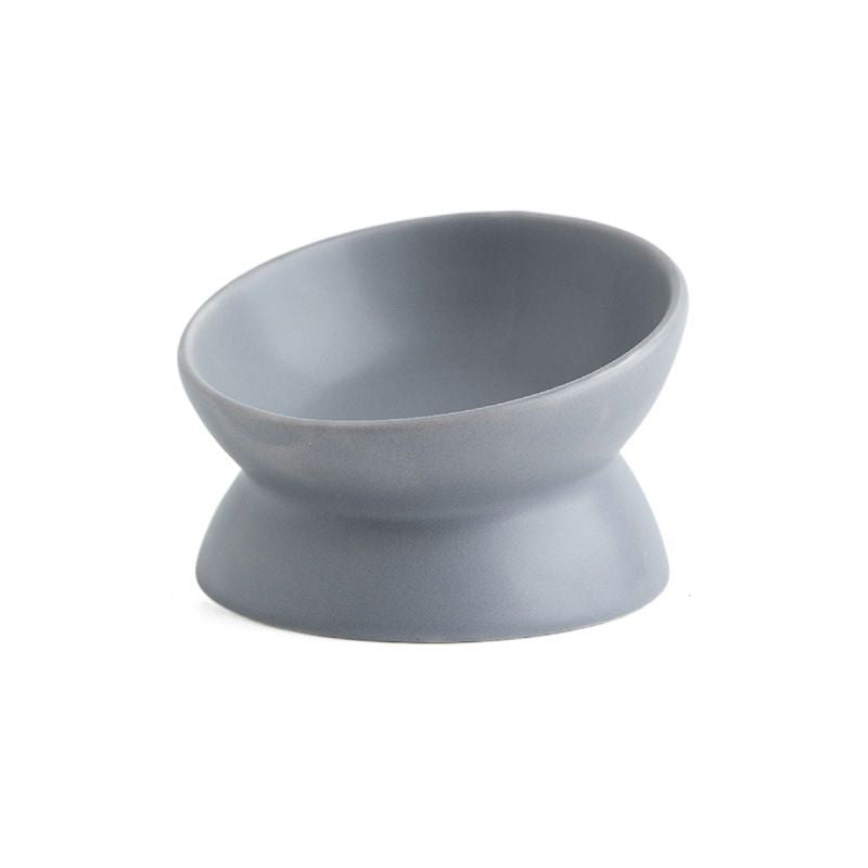 Elevated Tilted Ceramic Pet Bowl | Anti-Knock, Neck-Protecting, Non-Slip Food Bowl for Cats & Small Dogs