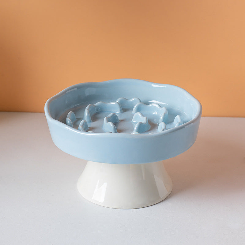 Ceramic Elevated Slow Food Bowl | Anti-Choking Non-Slip Pet Feeder