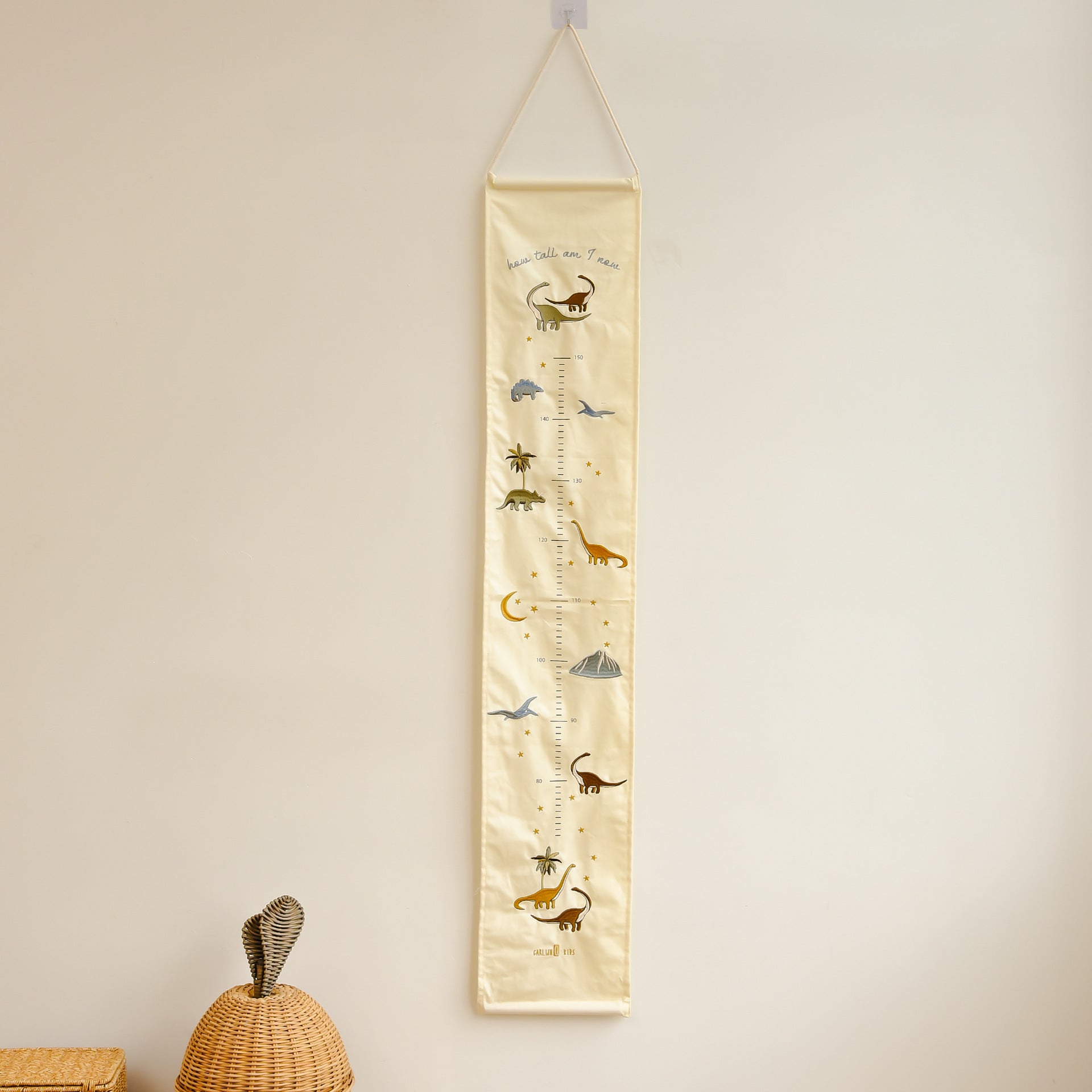 Kids Hanging Height Chart | Fabric Growth Ruler with Embroidery