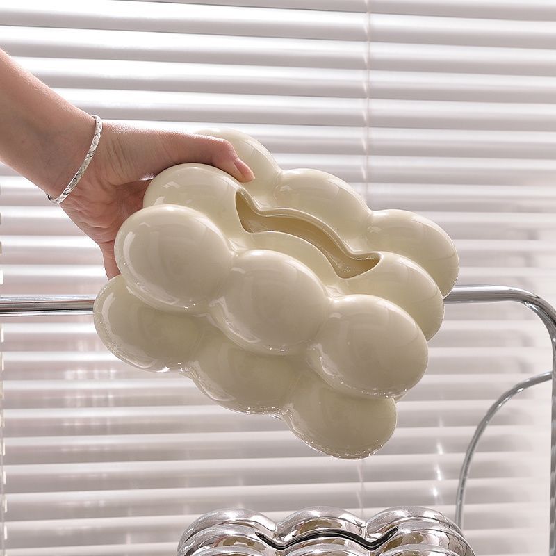 Marshmallow Glossy Ceramic Tissue Box