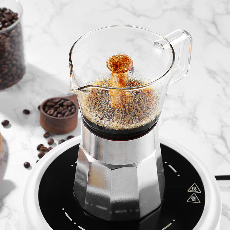 Glass-Top Moka Pot - High-Borosilicate Stovetop Espresso Maker