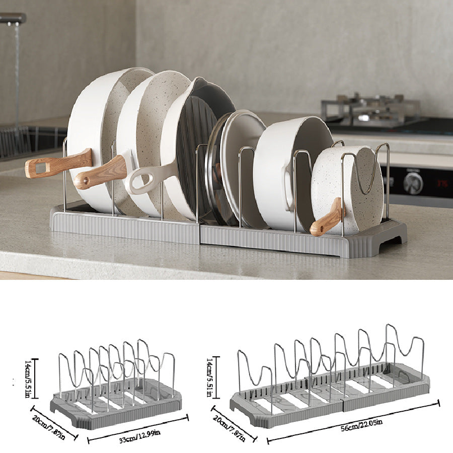 Retractable Pot Rack & Plate Organizer