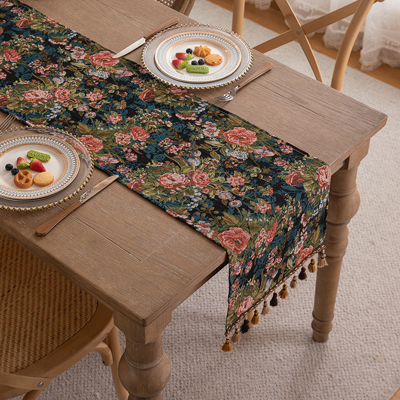 Bohemian Jacquard Table Runner with Tassels