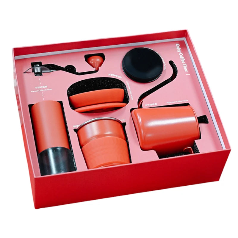 Portable Coffee Set | Manual Grinder, Dripper, Kettle & Travel Accessories
