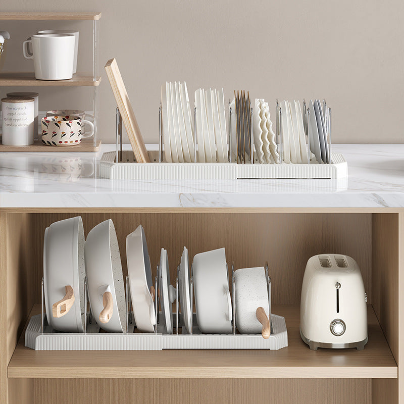 Retractable Pot Rack & Plate Organizer