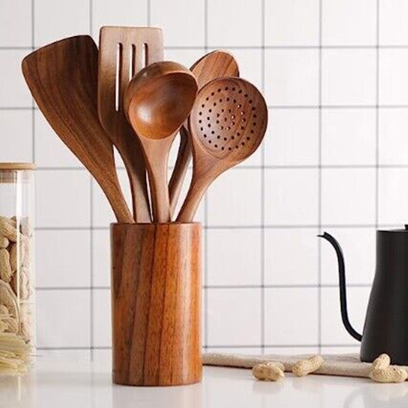 Premium Teak | Acacia Wood Cooking Utensil Set – 9-Piece Collection