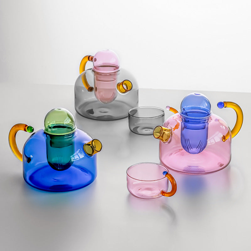 Colorful Glass Teapot with Infuser