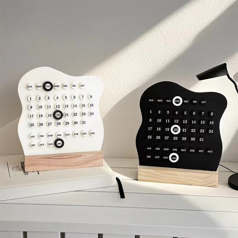 Perpetual Desk Calendar Acrylic Manual Date Display 5.9 x 4.7 in with Stand