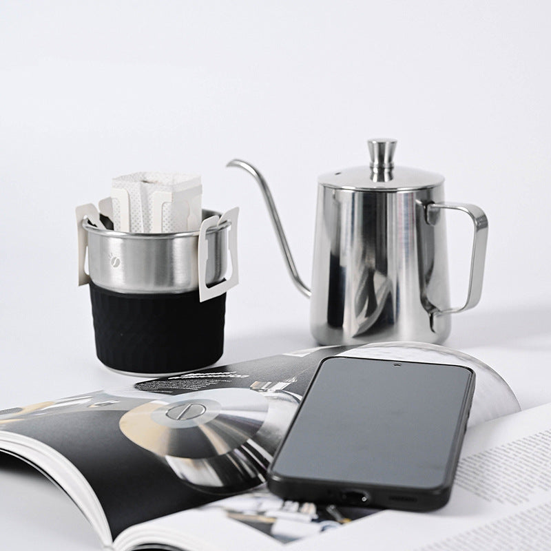 Stainless Steel Coffee Gift Set | Travel Drip Cup, Gooseneck Kettle & Filters