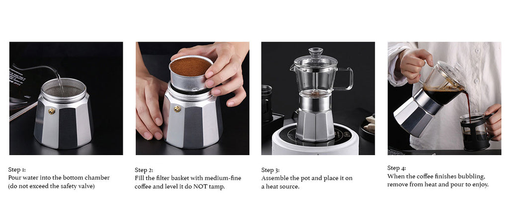 Glass-Top Moka Pot - High-Borosilicate Stovetop Espresso Maker