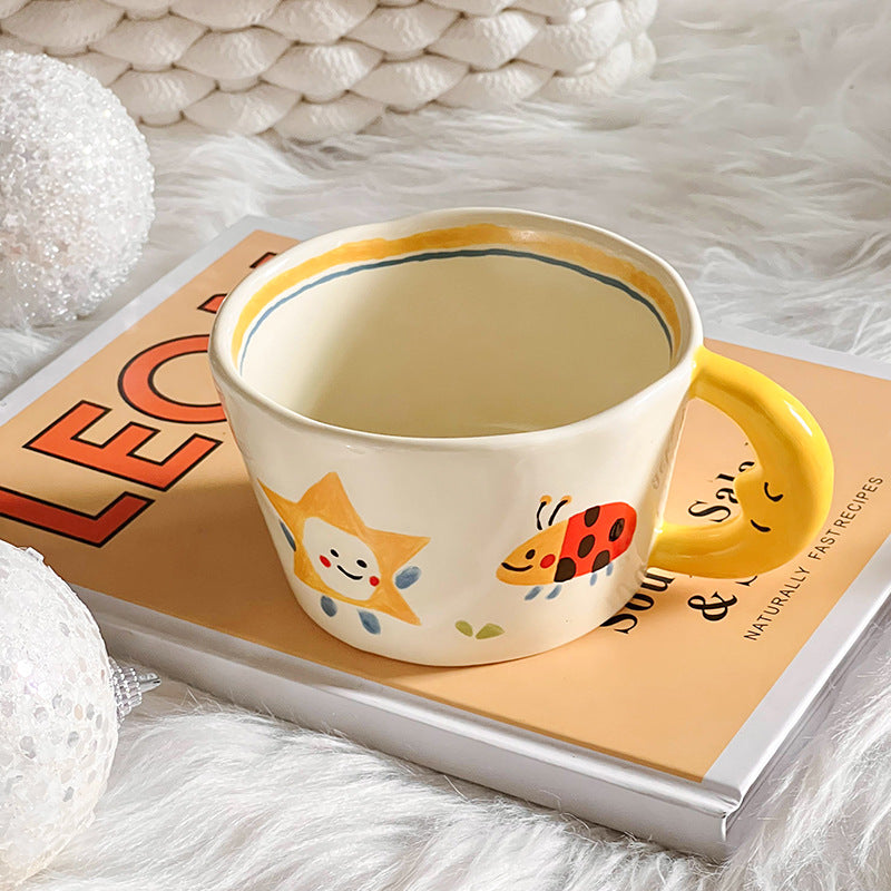 Moon Handle Ceramic Mug | Cute Handcrafted Coffee Cup