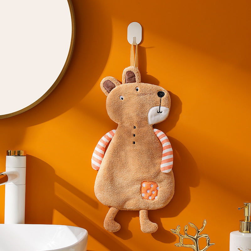 Cartoon Animal Hanging Hand Towel for Children 39x18 cm Bathroom Kitchen Soft Absorbent