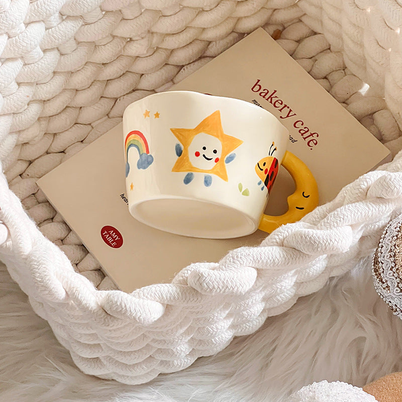 Moon Handle Ceramic Mug | Cute Handcrafted Coffee Cup