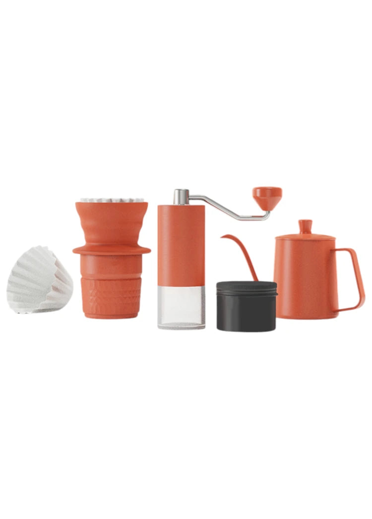 Portable Coffee Set | Manual Grinder, Dripper, Kettle & Travel Accessories