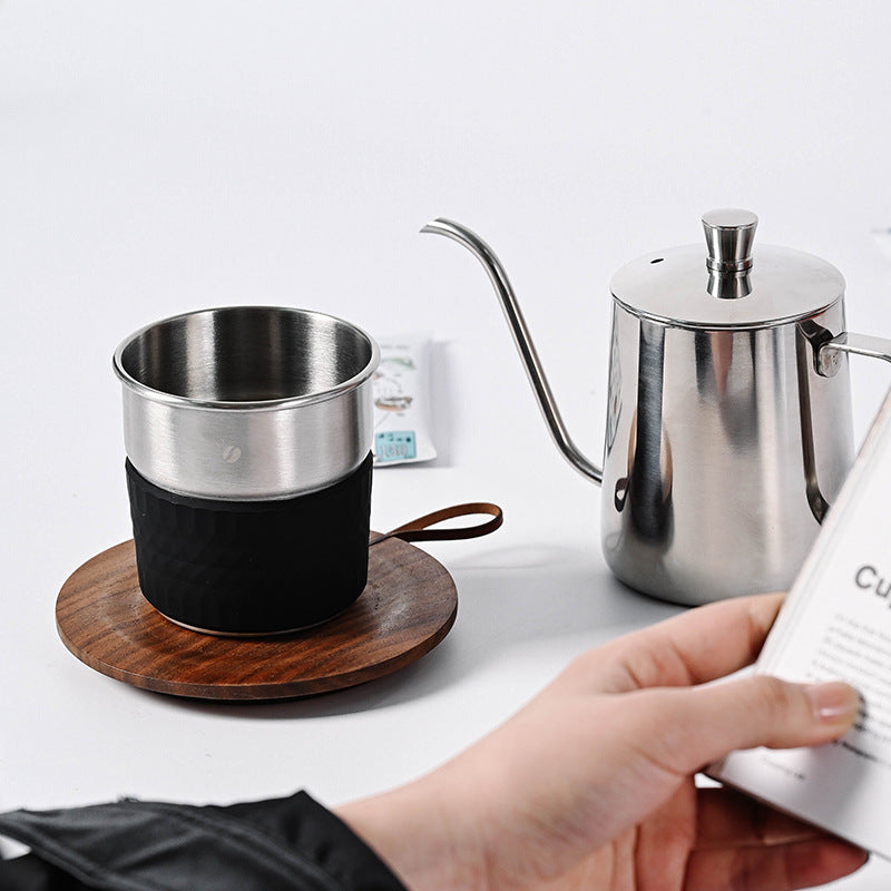 Stainless Steel Coffee Gift Set | Travel Drip Cup, Gooseneck Kettle & Filters