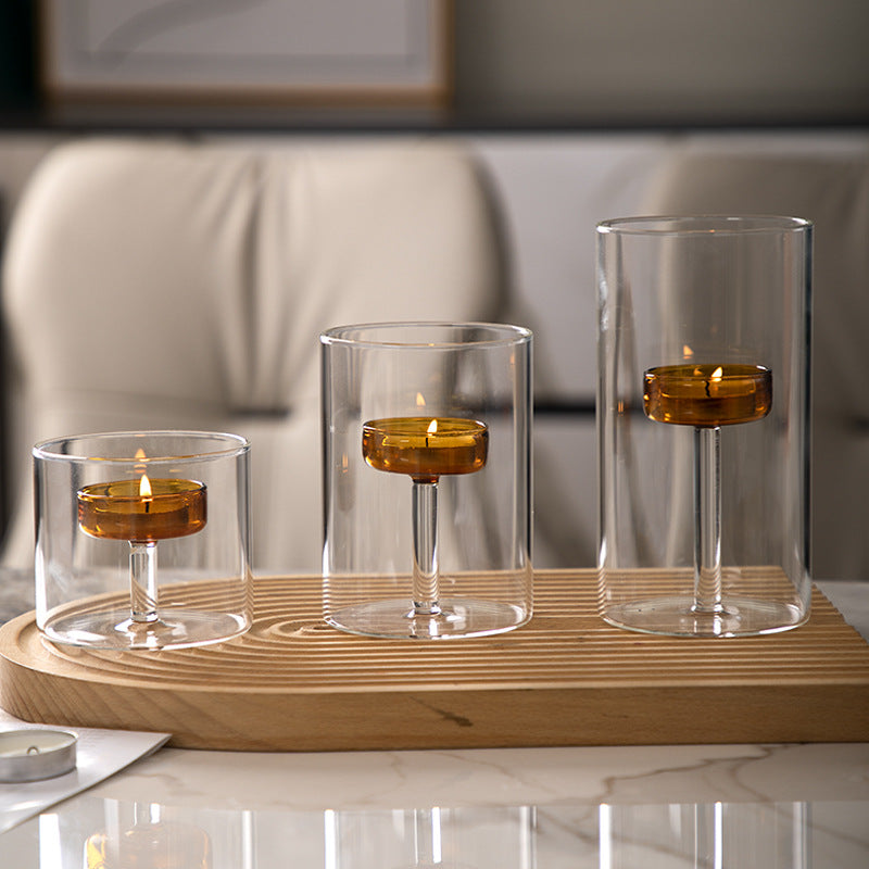 Modern Double Glass Candle Holder