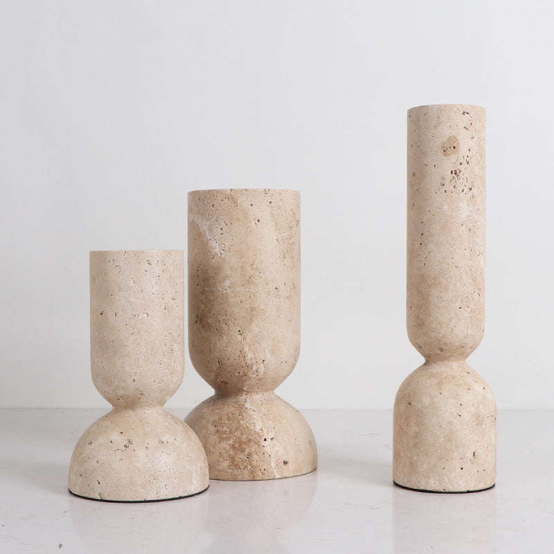 Travertine Candle Holders