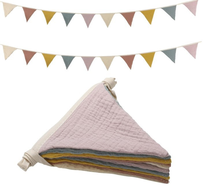 Cotton Triangle Bunting Garland | Neutral Party & Nursery Decor