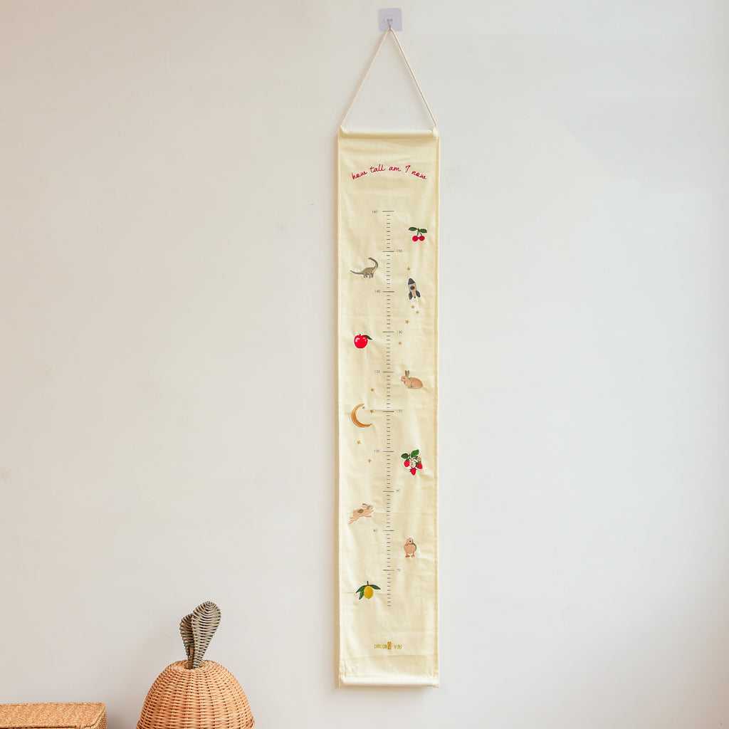 Kids Hanging Height Chart | Fabric Growth Ruler with Embroidery