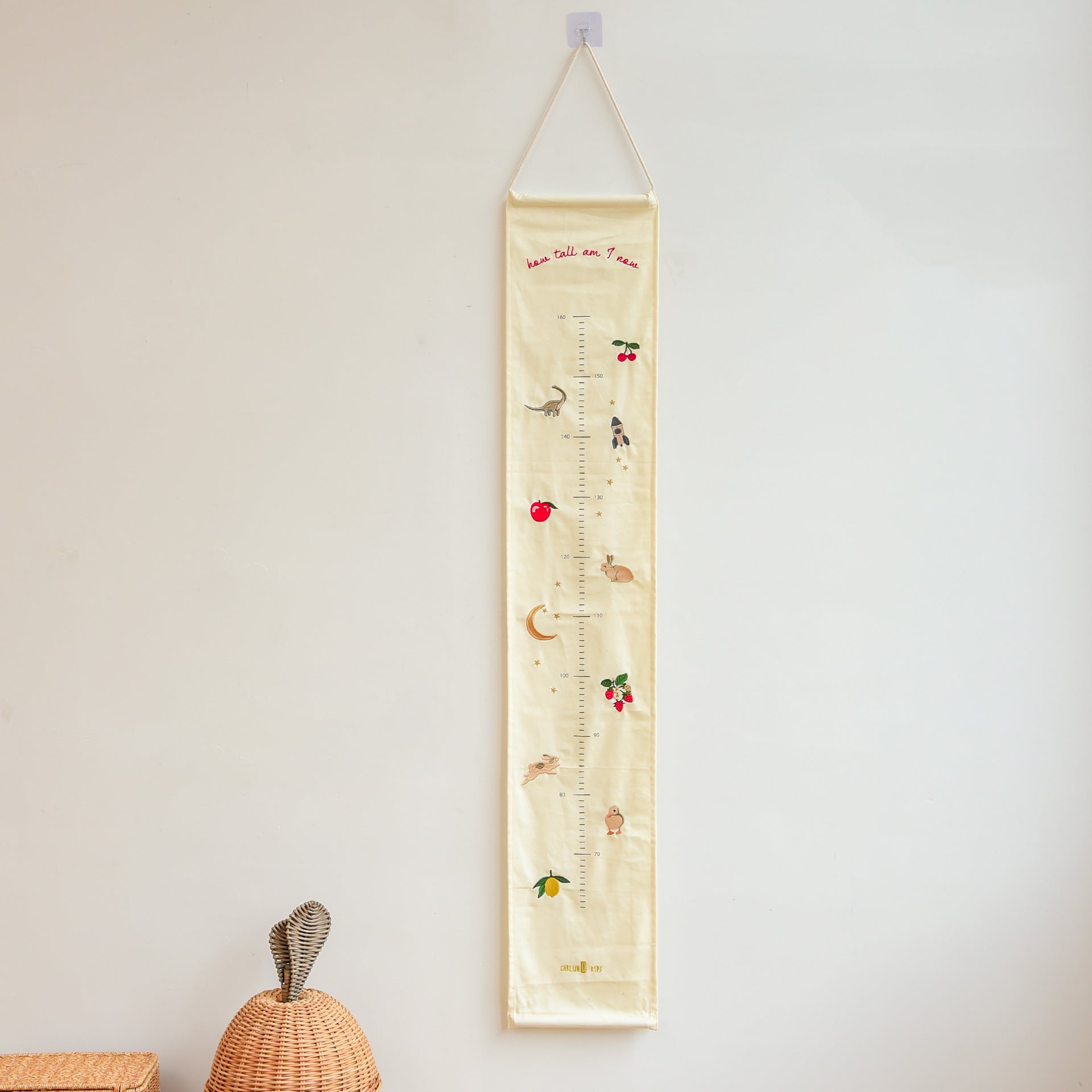 Kids Hanging Height Chart | Fabric Growth Ruler with Embroidery