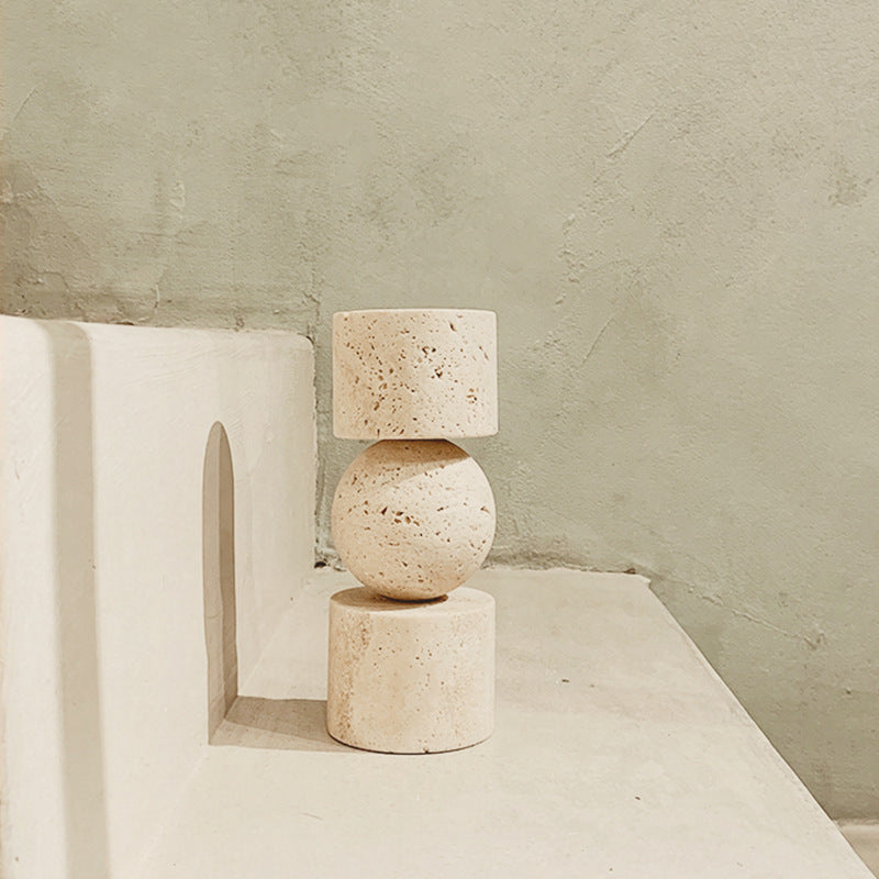 Hand-Carved Travertine Candle Holders – Wabi-Sabi Interior Design