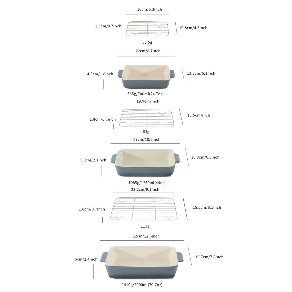 Ceramic Baking Dish with Racks – Rectangular Oven Bakeware