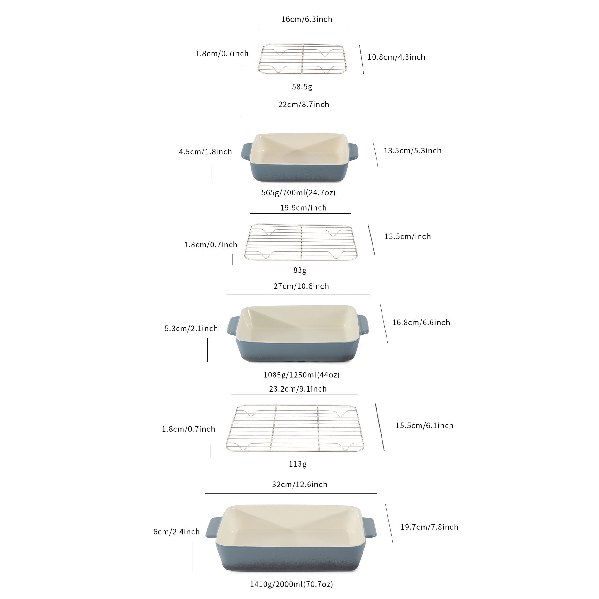 Ceramic Baking Dish with Racks – Rectangular Oven Bakeware