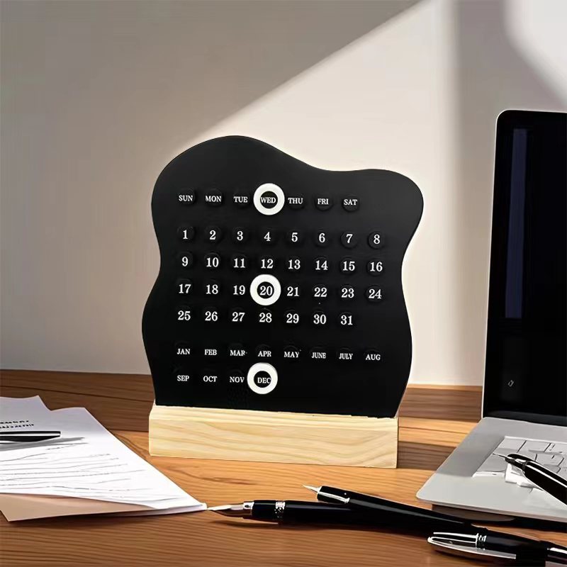 Perpetual Desk Calendar Acrylic Manual Date Display 5.9 x 4.7 in with Stand