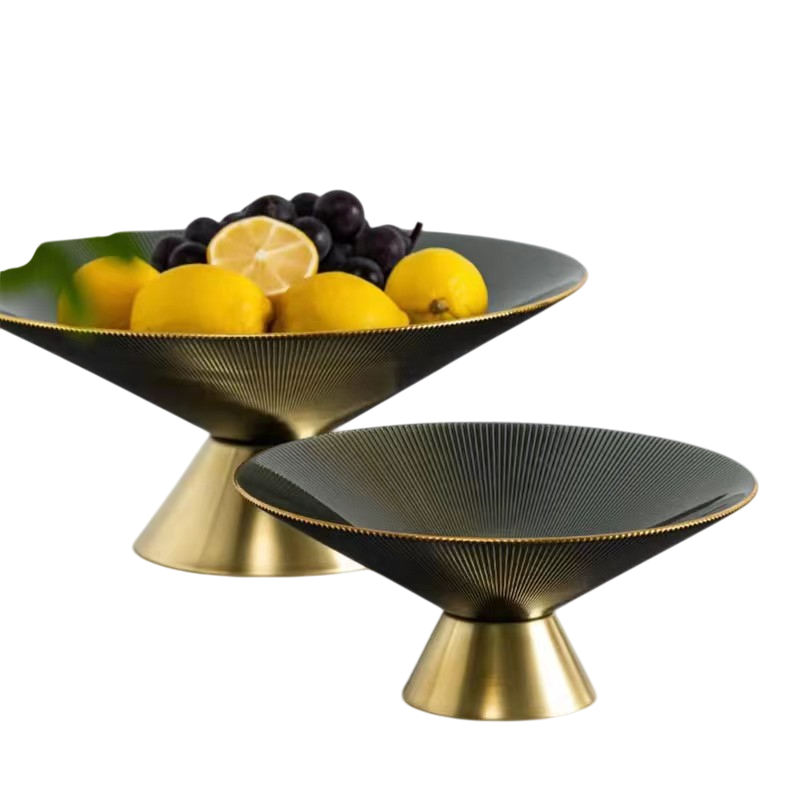 Light Luxury Gold-Edge Glass Fruit Plate