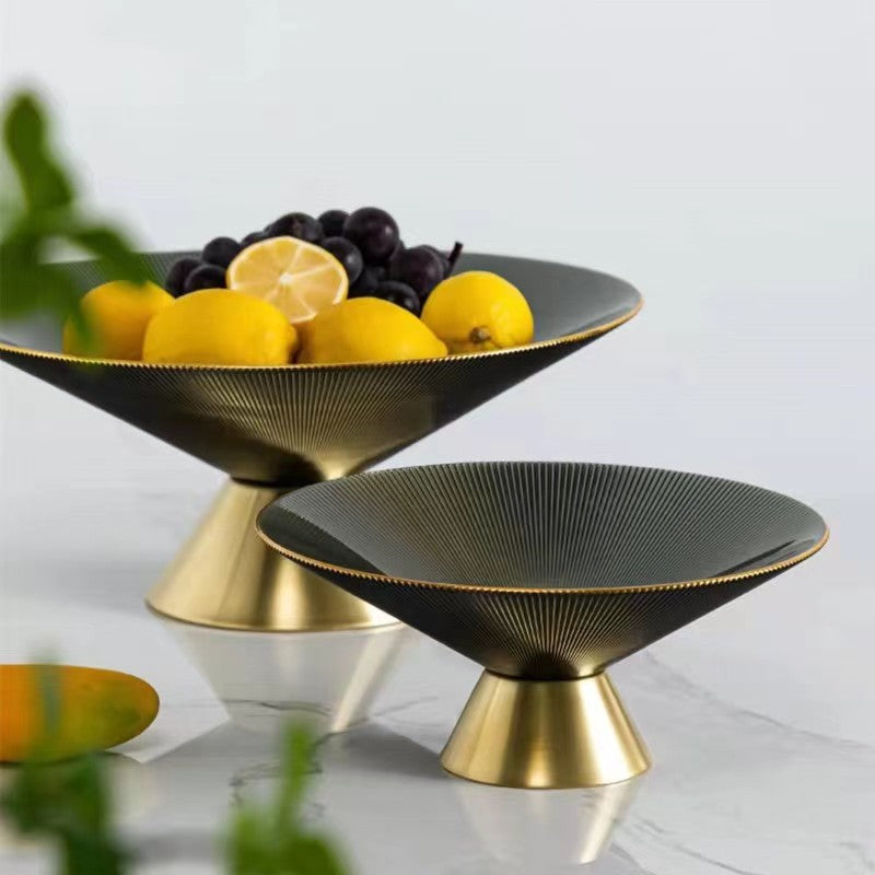 Light Luxury Gold-Edge Glass Fruit Plate