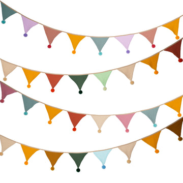 Cotton Triangle Flag Garland | Minimal Party & Kids Room Decor