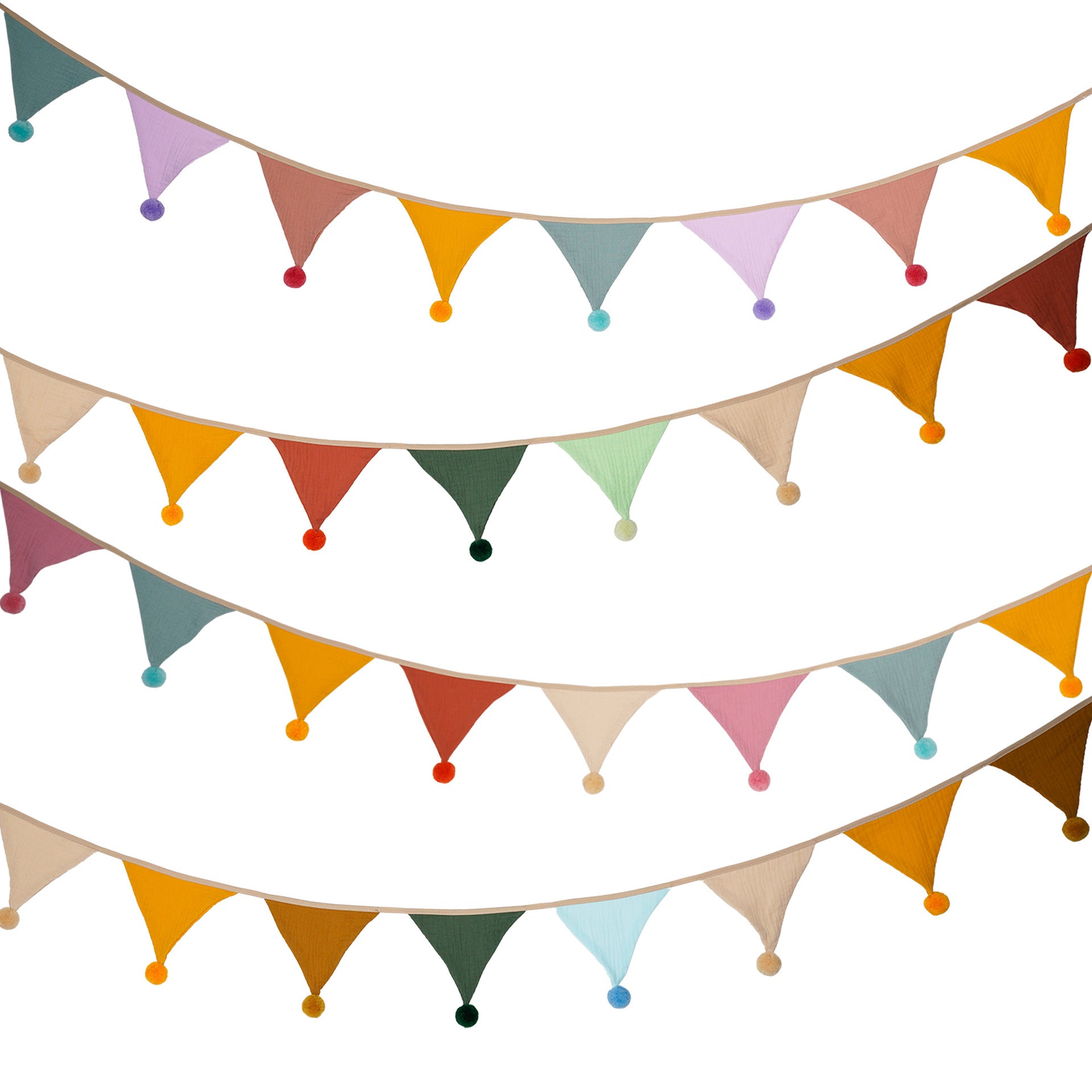 Cotton Triangle Flag Garland | Minimal Party & Kids Room Decor
