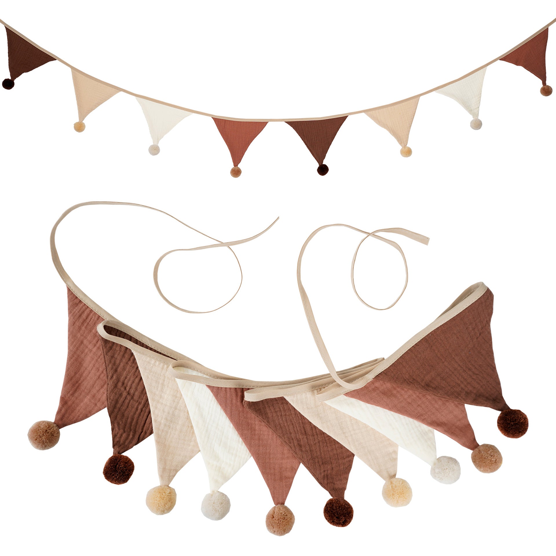 Cotton Triangle Flag Garland | Minimal Party & Kids Room Decor