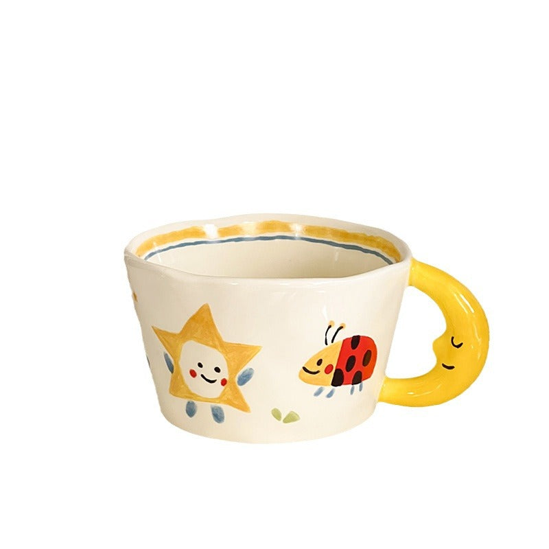 Moon Handle Ceramic Mug | Cute Handcrafted Coffee Cup