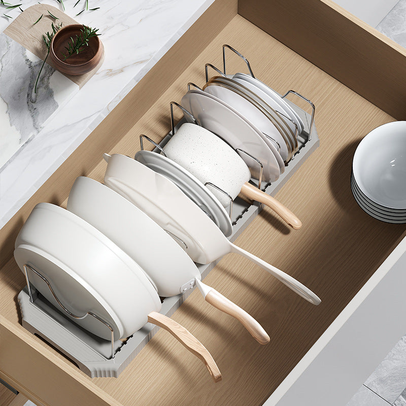 Retractable Pot Rack & Plate Organizer