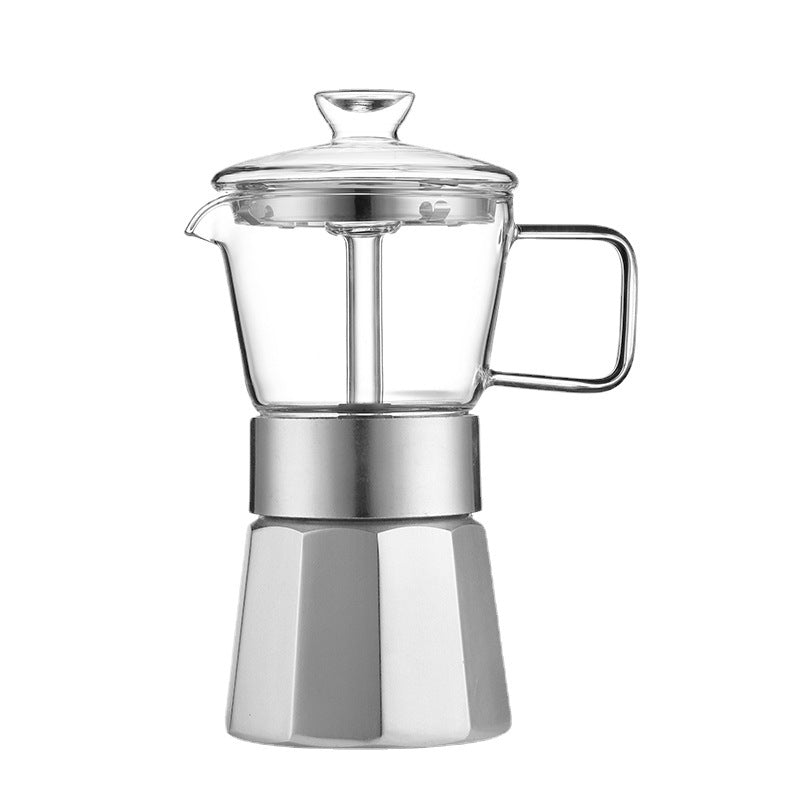 Glass-Top Moka Pot - High-Borosilicate Stovetop Espresso Maker