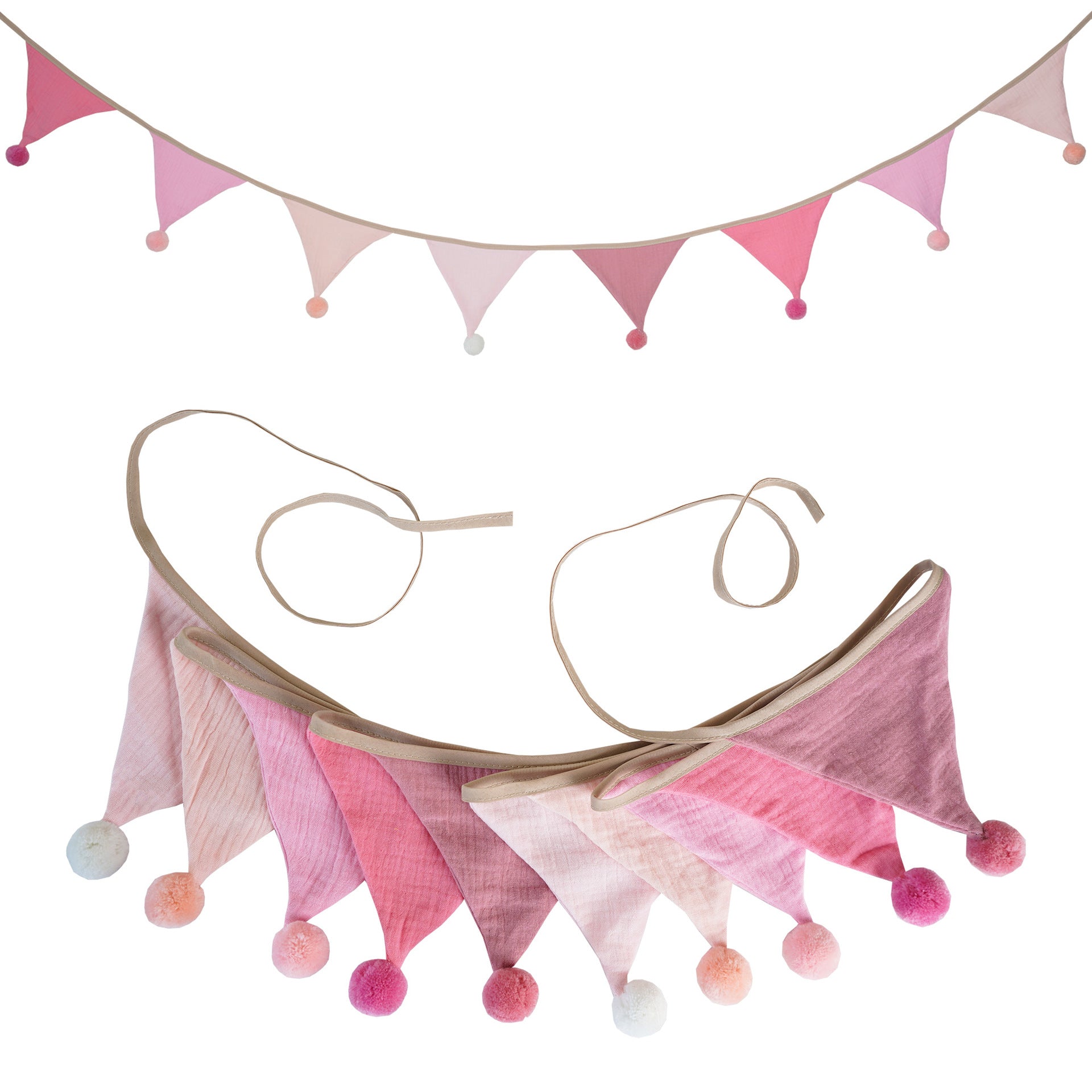Cotton Triangle Flag Garland | Minimal Party & Kids Room Decor