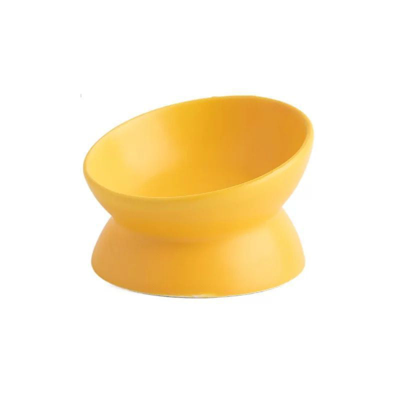 Elevated Tilted Ceramic Pet Bowl | Anti-Knock, Neck-Protecting, Non-Slip Food Bowl for Cats & Small Dogs