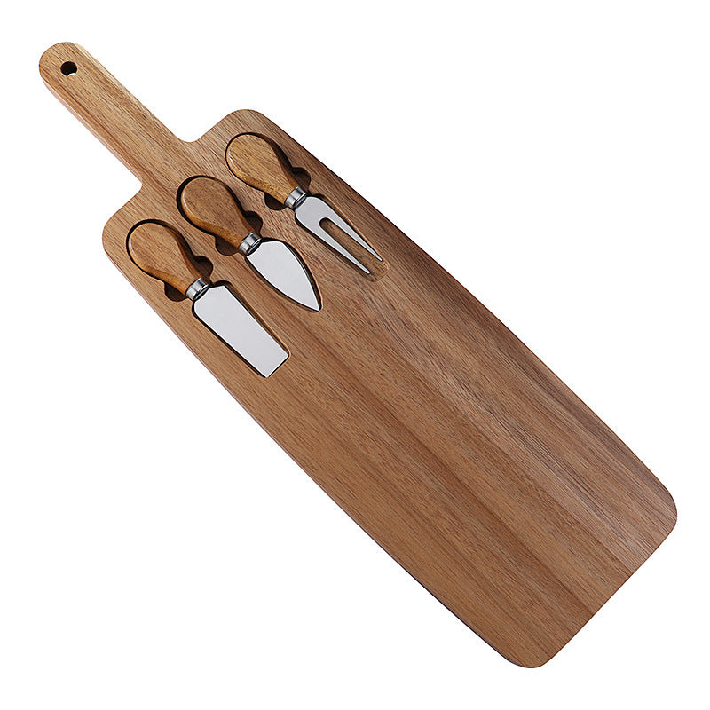 Acacia Wood Cheese Board Set with 3 Stainless Steel Cheese Knives